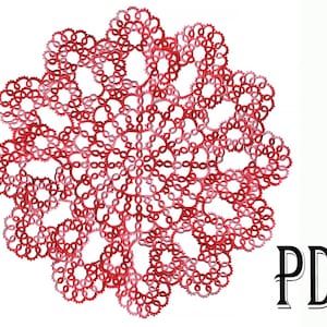 PDF Tatting Muster Deckchen DIY Tatted Lace Anleitung Original Shuttle tatting rund rotes Deckchen Muster Sofortiger digitaler Download
