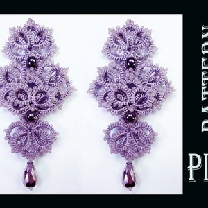 PDF Tatting pattern Dangle Long tatting lace earrings Evening Beaded Victorian jewelry Shuttle tat Large earrings tutorial Instant Download