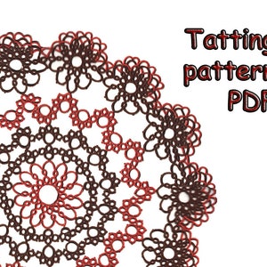 Tatting Deckchen PDF Anleitung Tatting Deckchen Visuelles Muster Shuttle Lace Muster Baumwolle Tatting Lace Serviette Digitaler sofortiger Download