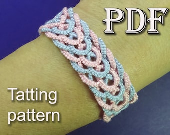 Shuttle tatting pdf pattern Multicolor Celtic cuff bracelet, bookmark Step by step 17 pages instructions Tatting tutorial Immediate download