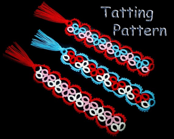 PDF tatting pattern of lace bookmark - Tatted bookmark instruction - Lacemaking tutorial - Immediate download Shuttle lace pattern