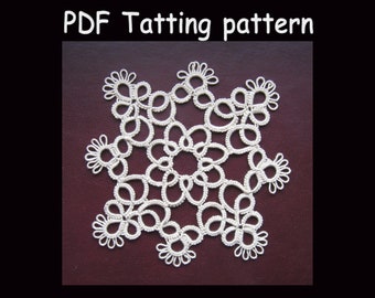 Easy Tatted Snowflake Patterns for Beginners PDF tutorial Christmas star flakes for window interior decoration shuttle tatting instruction