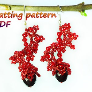 Earrings Tatting tutorial PDF tatting pattern Shuttle lace jewelry Tating lace pattern Beadwork tatting earrings Shuttle tatting Frivolite