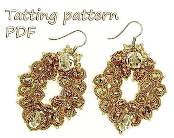 PDF Tatting pattern earrings tutorial PDF Shuttle lace jewelry tutorial  Instant digital download