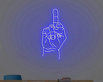 Middle Finger Neon Sign, Hand Neon Sign, Funny Finger Wall Decor, Custom Rude Finger Office Wall Art, Birthday Present, Birthday Gift