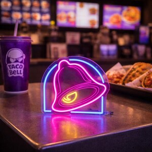 Taco Neon Sign, Taco Lover Gift, Funny Food Decor, Fast Food Wall Art, Game Room Decor, Foodie Gift Idea, Christmas Gift image 3