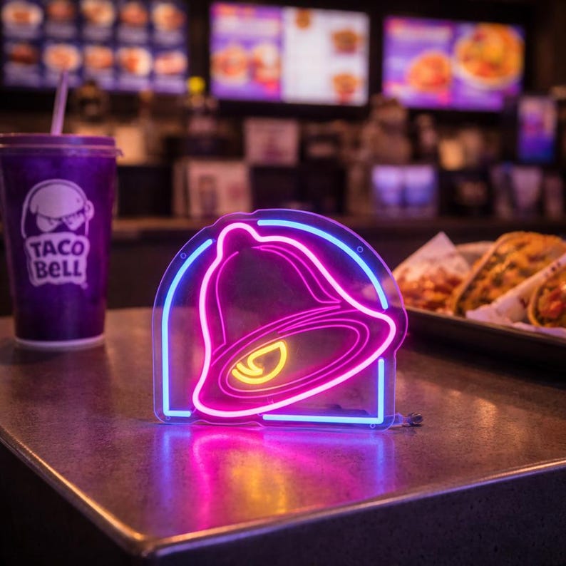 Taco Neon Sign, Taco Lover Gift, Funny Food Decor, Fast Food Wall Art, Game Room Decor, Foodie Gift Idea, Christmas Gift image 3