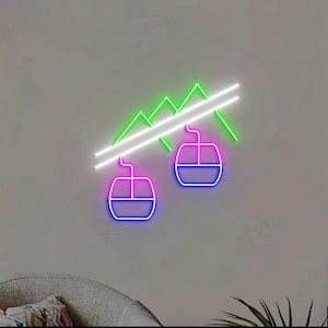 Ski Lift Neon Light, Mountain Ski Lift Wall Art, Ski Lift Resort Wall, Ski Wall Decor Neon Light, Ski Holiday Gift, Birthday Gift