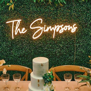 Wedding Neon Sign | Custom Last Name Neon | Wedding Gift | Wedding Decor | Grass Wall Backdrop | Family Name Neon Sign | LED Home Decor