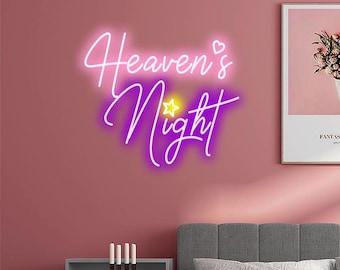 Letrero de neón "Noche del Cielo" / Luz de neón personalizada / Letrero de neón para bodas / Letrero de neón LED para dormitorio, decoración de pared para sala de juegos / Decoración de pared para el hogar