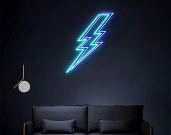 Lightning Bolt Neon Sign, Thunder Bolt Lightning Wall Decor, Custom Lightning Gaming Room Decor, Bolt Art, Kids Room Decor, Birthday Gift