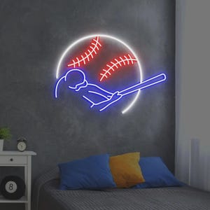 Baseball Neon Sign, Baseball Player Gift, Baseball Room Decor for Kids, Personalized Baseball Gifts, Kids Birthday Gift, Kids Bedroom