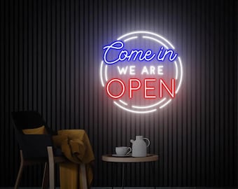 Come in We Are Open Neon Sign, Custom Neon Sign Business Logo, Open Led Light, Shop Welcome Sign, Bar Store Open Neon Sign, Neon Bar Sign