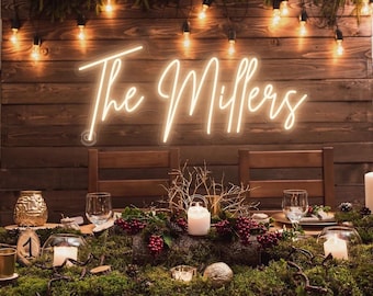 Wedding Neon Sign | Custom Last Name Neon | Wedding Gift | Wedding Decor | Grass Wall Backdrop | Family Name Neon Sign | LED Home Decor