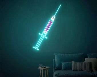 Syringe Neon Sign – Medical Spa Wall Art, Cosmetic Nurse Injector Office Decor, Nurse Room & Dermatology Clinic Neon, Birthday Gift Idea
