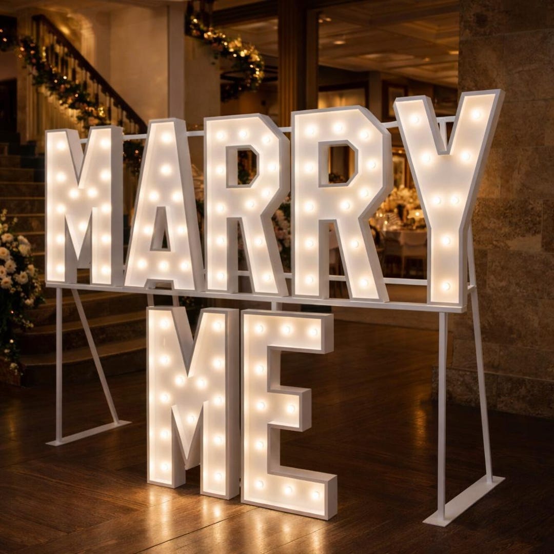 Marry Me LED Sign 4ft/3ft Light up Letters – Proposal Sign, Engagement ...