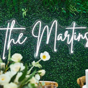 Wedding Neon Sign | Custom Last Name Neon | Wedding Gift | Wedding Decor | Grass Wall Backdrop | Family Name Neon Sign | LED Home Decor