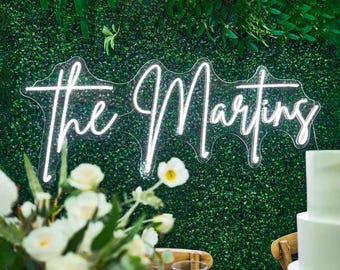 Wedding Neon Sign | Custom Last Name Neon | Wedding Gift | Wedding Decor | Grass Wall Backdrop | Family Name Neon Sign | LED Home Decor