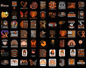 Multiple Sclerosis Awareness png, MS Warrior Shirt Design, Orange Ribbon PNG, Support Squad MS, March Awareness Digital Download