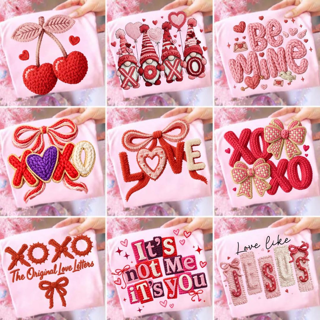 Latch Hook Yarn Valentines Day Png Bundle, Valentine Png, Valentines ...