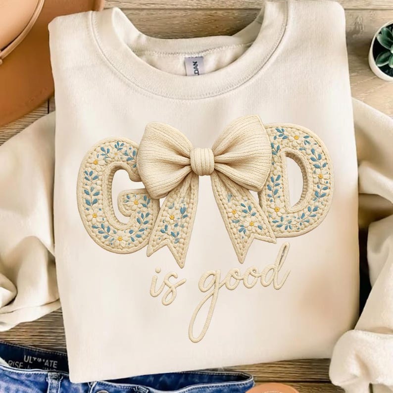 God Is Good Embroidered Sweatshirt | Cream