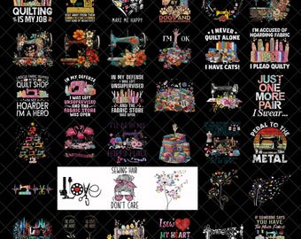 Quilting PNG Bundle for Sewists, Fabric Lover Quotes Sublimation, Funny Quilt Life Design, Sewing Lover Png, Sublimation Design