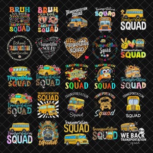 Transportation Squad School Bus Png Bundle, Teacher Png, Transportation Squad Png, Bus Driver Png, Sublimate Designs Download
