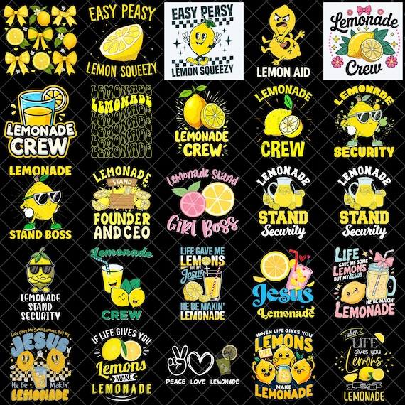 Lemonade PNG Bundle, Lemonade Crew PNG File, Summer Lemon Quotes PNG, Lemon Stand Design Png, Cute Lemon Clipart Png