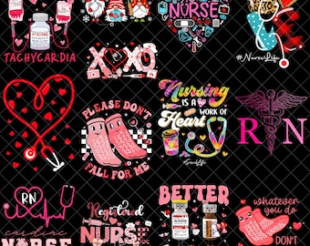Nurse Valentine PNG Bundle, Registered Nurse Love Designs, Funny Nurse Sayings Sublimation Files, Medical Valentine PNG
