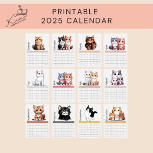 2025 Calendar | 2025 Monthly Planner | Horizontal Monthly Calendar | A4 Size Calendar | US Size Calendar | Instant Download | Printable