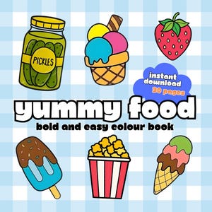 Digital Coloring Book | Adult Coloring book | Digital Coloring book | Yummy Food | Foodie Coloring | Coco Wyo style Bold Cozy | Colouring
