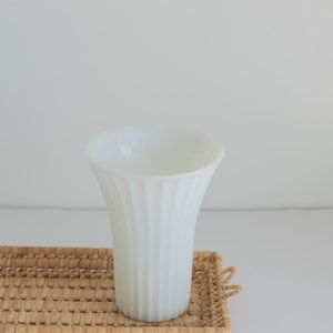 Milk Glass Vase Ribbed Design, 7 1/2&quot; H