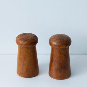 Teak salt salt and pepper shaker set | Winsome Wood vintage mid century