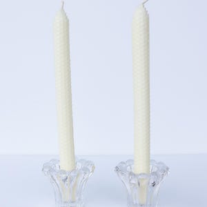 Pair of Crystal Flower Petal Candle Holders. Made in West Germany. Vintage candle holders