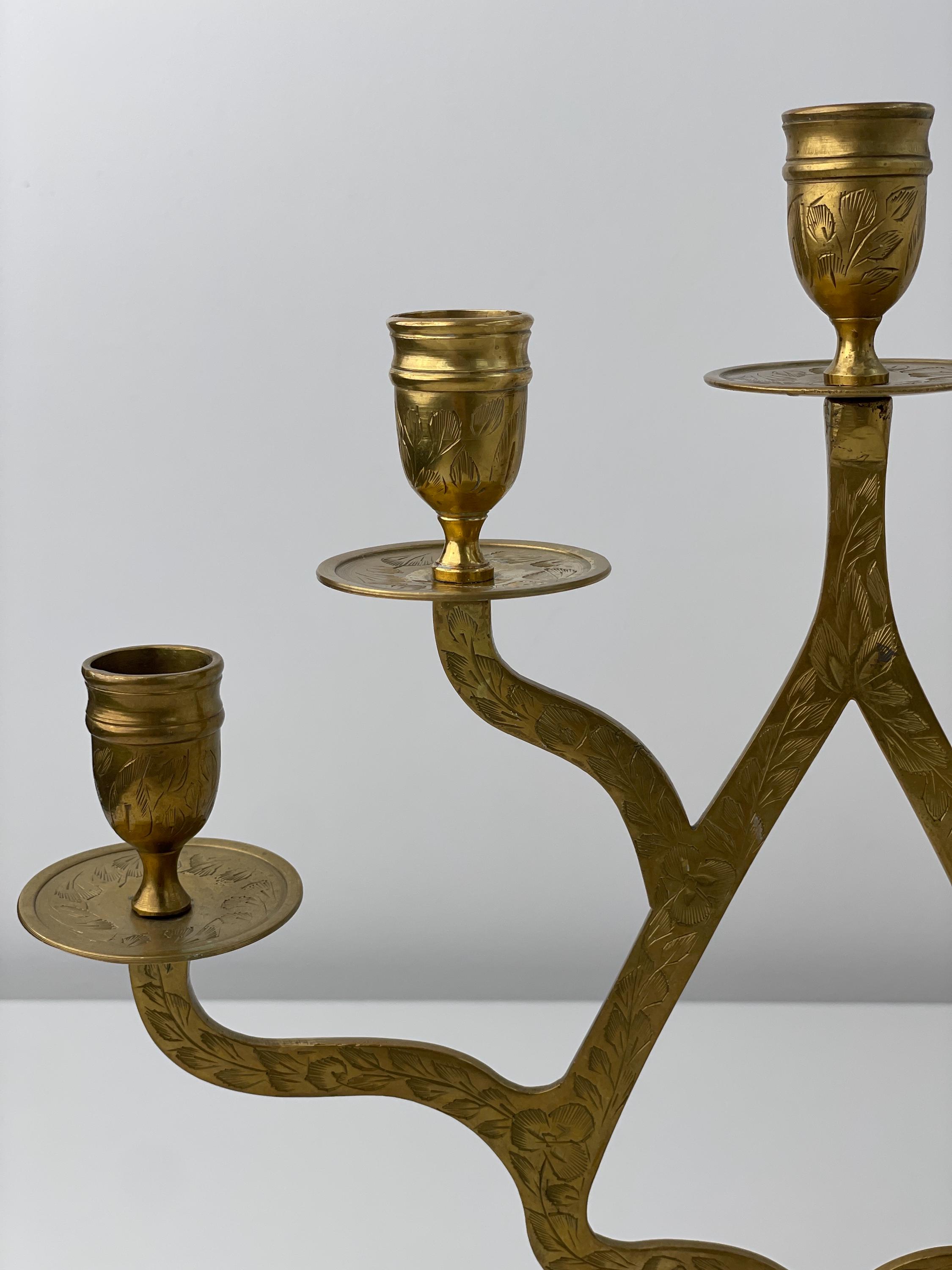 ヴィンテージ真鍮製燭台 5アームキャンドルホルダー - Etsy 日本