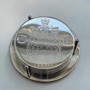 Vintage Silver Embossed Coasters Set Of 6 With Holder Canada