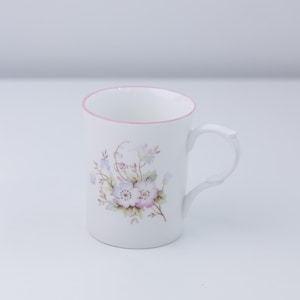 Vintage Kingsbury Dog Rose floral fine bone china mug made in England