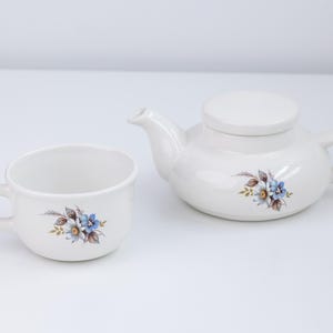 Théière empilable, couvercle et tasse à thé, 3 pièces Floral Butterflys VTG France
