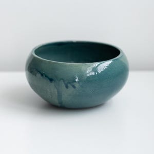 Studio pottery bowl blue green