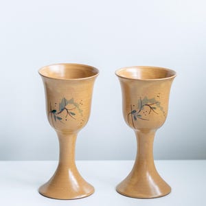 Wine goblets hand made pottery. Signed by artist. Set of 2
