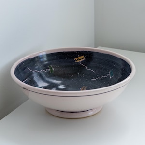 Handmade pottery dish, Salad bowl pottery Signed by artist