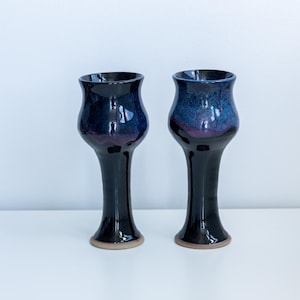 Always Azul Mexican Pottery Goblet’s. Blue’s and purple.Set of two