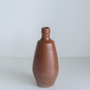Vintage Portugal Salt Glaze Rustic Wine Beer Bottle Brown Folk Art Studio Pottery Olive Oil Jar Hand Thrown Primitive French Country