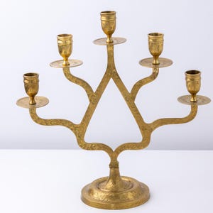 Vintage Brass Candelabra 5 Arm Candleholder