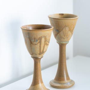 Wine goblets hand made pottery. Signed by artist. Set of 2