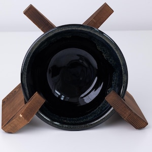 Black bowl. Studio pottery. Signed by artist