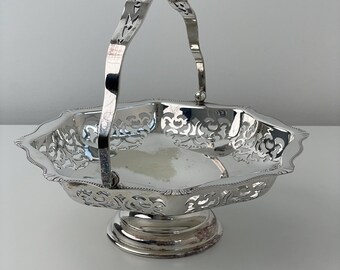 ヴィンテージ シルバーメッキ バスケット ハンドル付き イギリス製