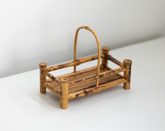 Vintage Rectangular Small Handmade Bamboo Basket
