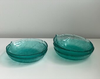 Arcoroc France Turquoise Aspen Leaf Dinnerware, Set of 5 Small
