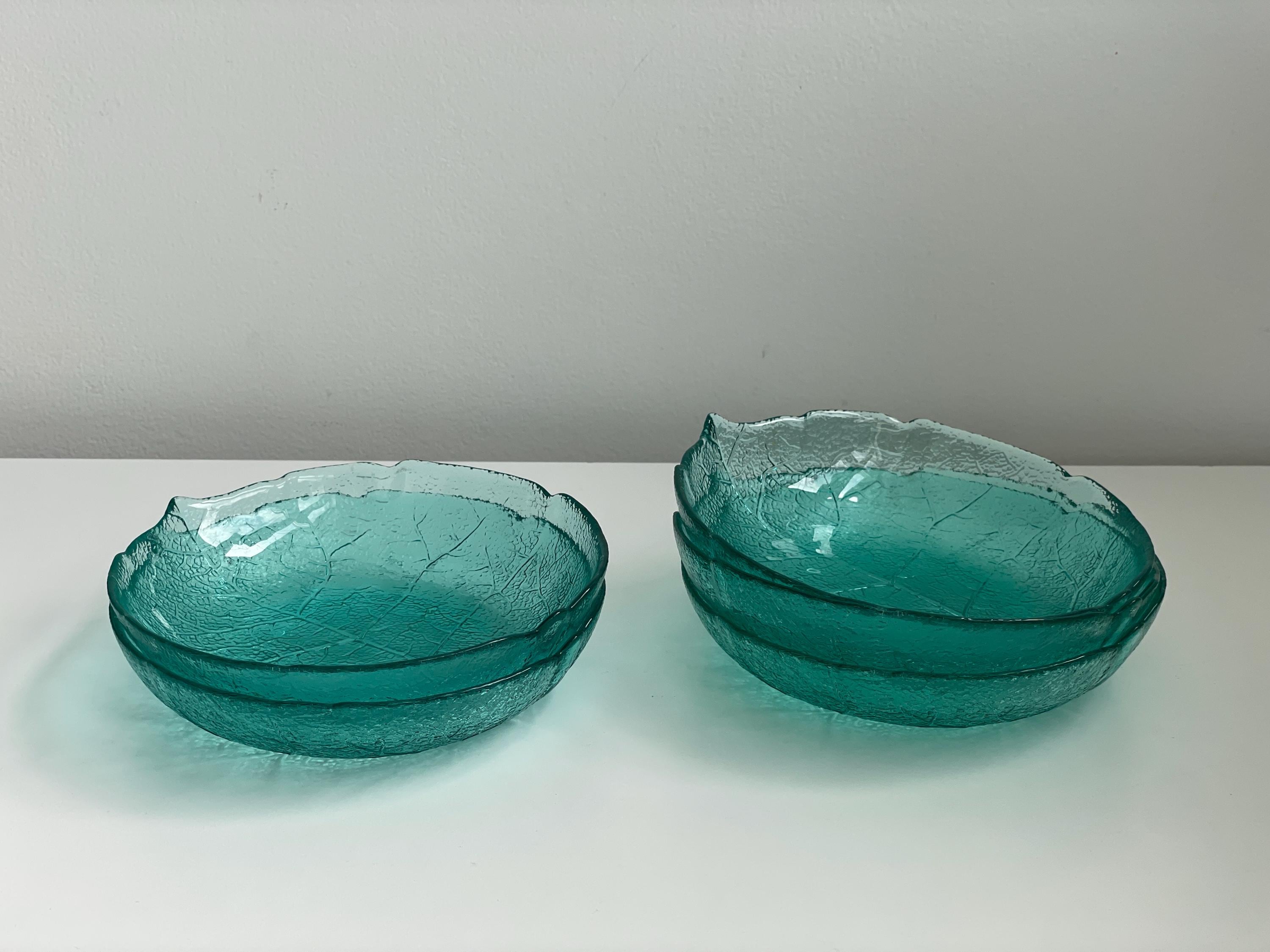 Arcoroc France Turquoise Aspen Leaf Dinnerware, Set of 5 Small